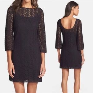 Lilly Pulitzer Size XS Topanga Black Floral Crochet Lace Dress